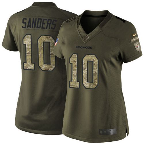 Nike Broncos #10 Emmanuel Sanders Green Women's Stitched NFL Limited Salute to Service Jersey